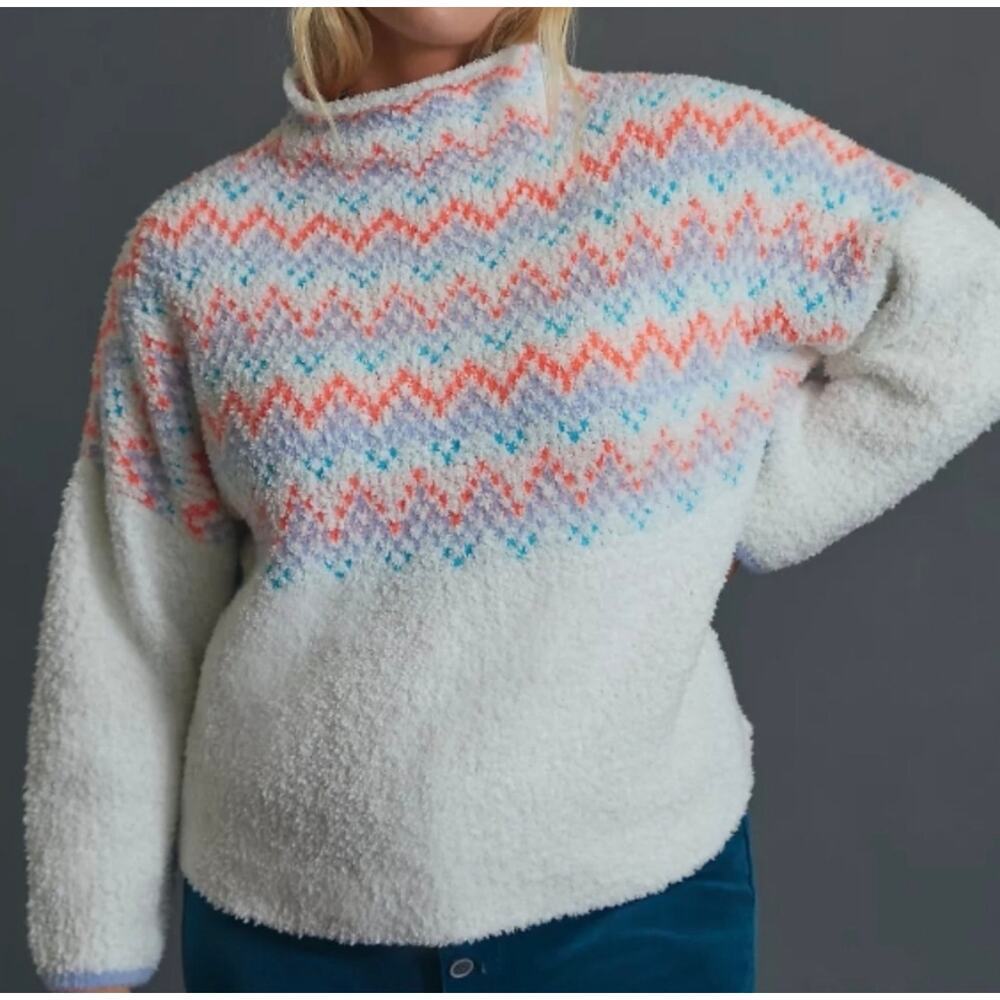 Pilcro Anthropologie Apres Ski Mockneck Cozy Yarn Sweater Neon Knit Size Small